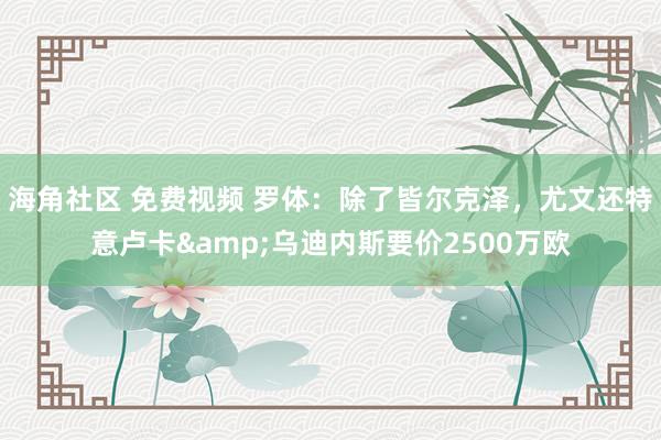 海角社区 免费视频 罗体：除了皆尔克泽，尤文还特意卢卡&乌迪内斯要价2500万欧